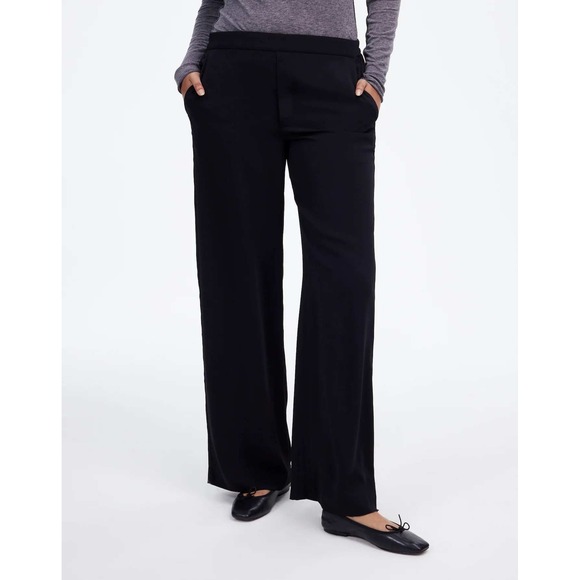 Madewell Pull-On Straight Pants in Crepe Size Small Black - Picture 3 of 7